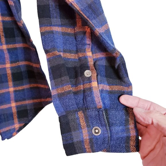 PrAna Golden Canyon Womens Small Flannel Rich Sapphire Plaid - Picture 5 of 12